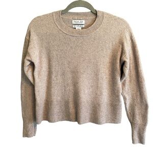 100% Cashmere 2-Ply Crew Neck Tan Classic Sweater Rachel Zoe M